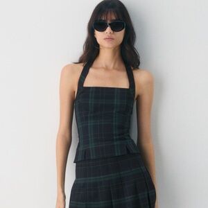 Aritzia Gala Halter Top in plaid